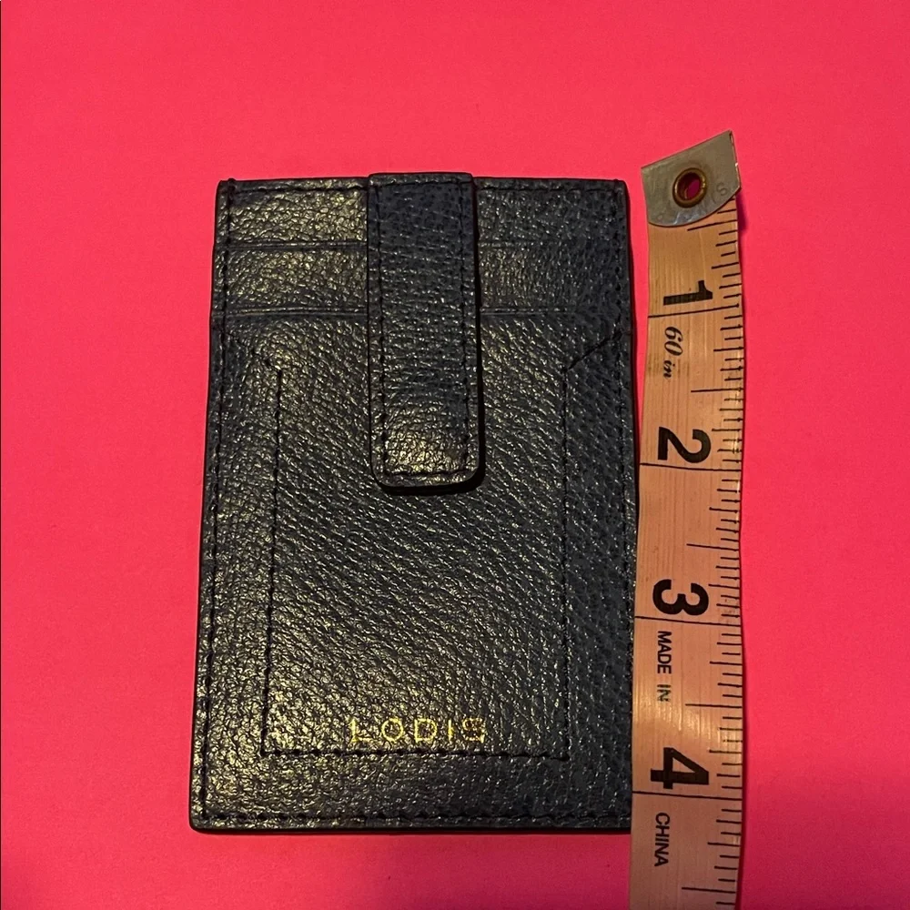 Lodis Navy Leather Card Holder